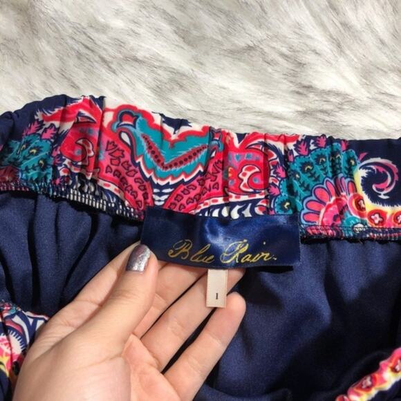 Francesca’s Blue Rain colorful multicolor blue nomad boho shorts size 1 - Picture 4 of 7